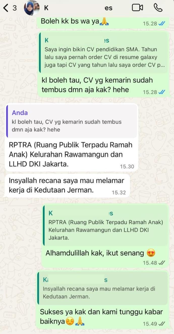 Testimonial resume galaxy